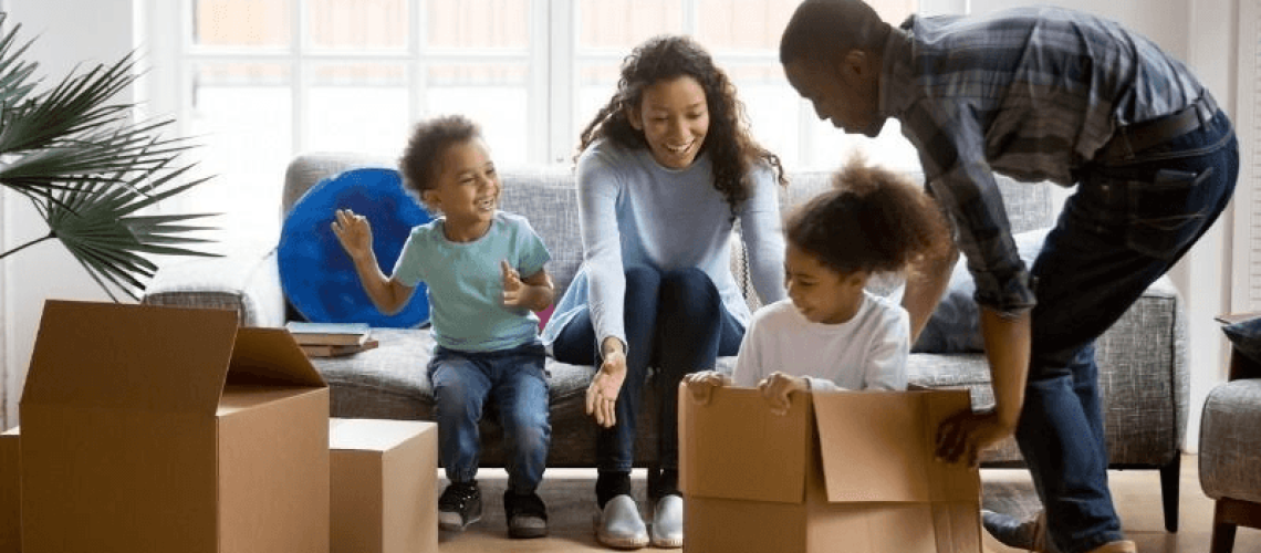 A family moving into their new home.