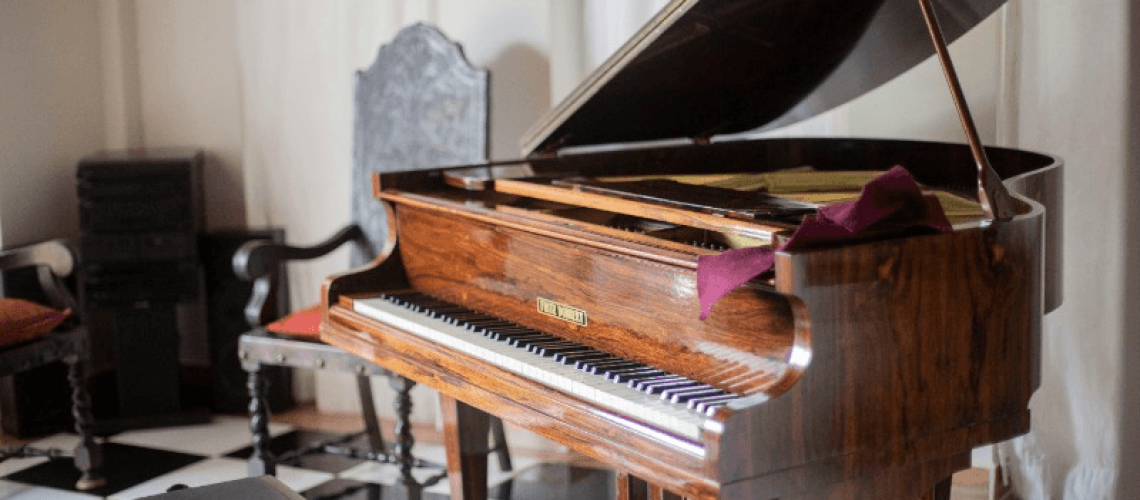 Piano in the living room ready for moving